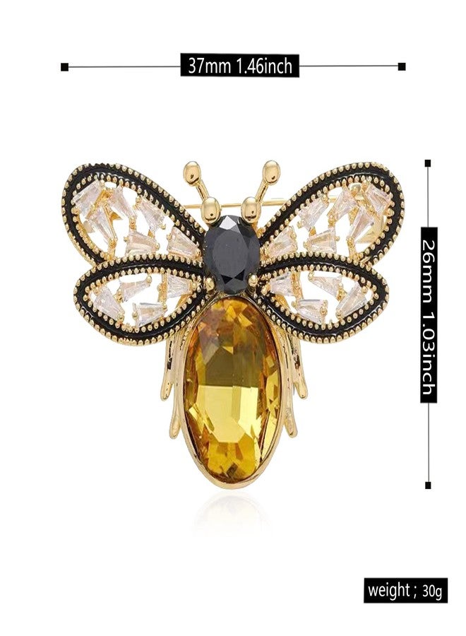 Anmpab Colorful Rhinestone Bee Brooch Honey Bee Lapel Pin Vintage Crystal Insect Pin for Women Men (Yellow) - Image 4